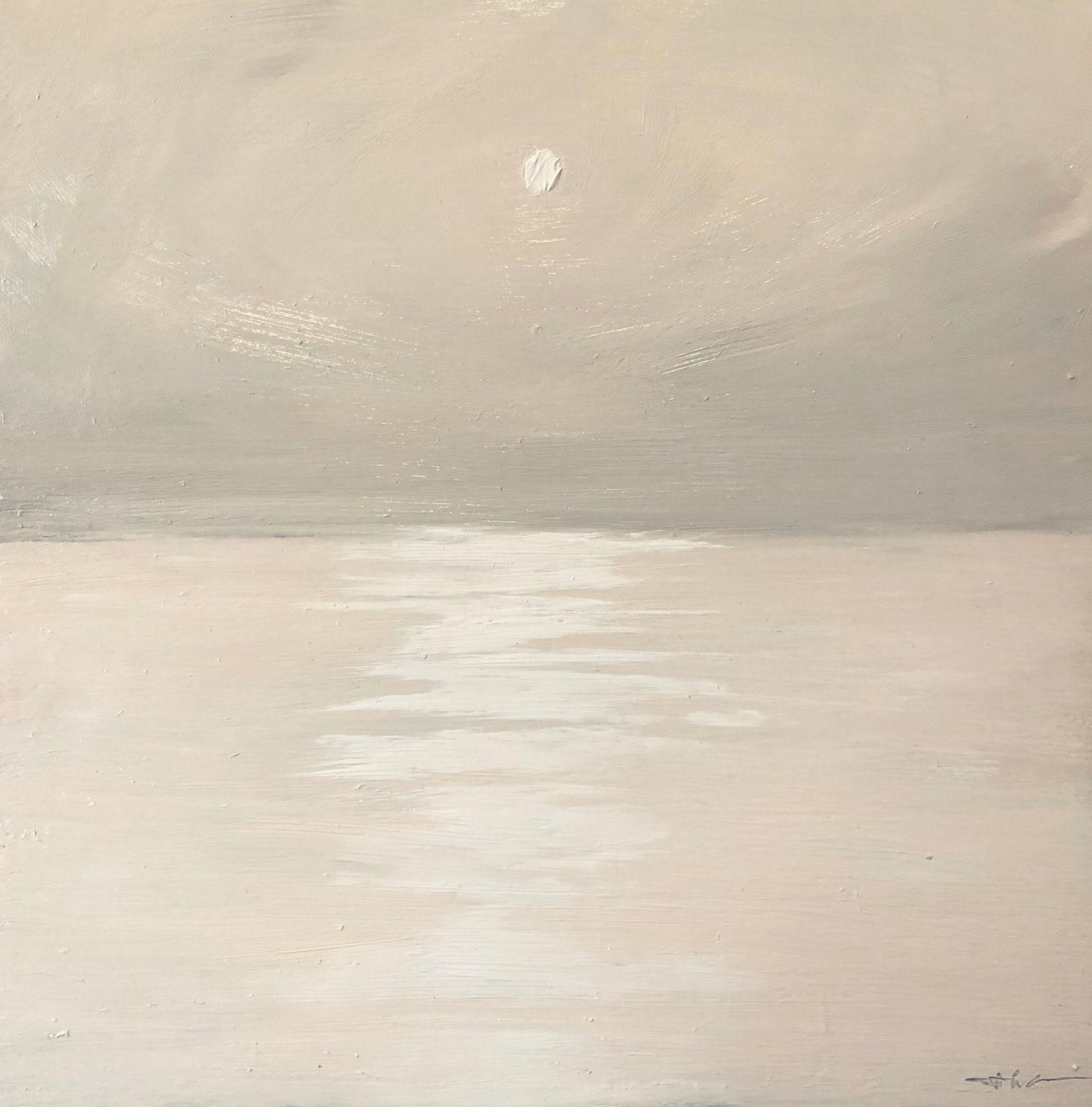 Blushed 32w x 32h Acrylic on Deckeled Paper Framed No Plexiglass