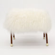 Mid-Century Metal Stool with Mongolian Fur