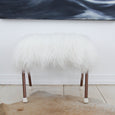 Mid-Century Metal Stool with Mongolian Fur