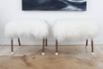 Mid-Century Metal Stool with Mongolian Fur