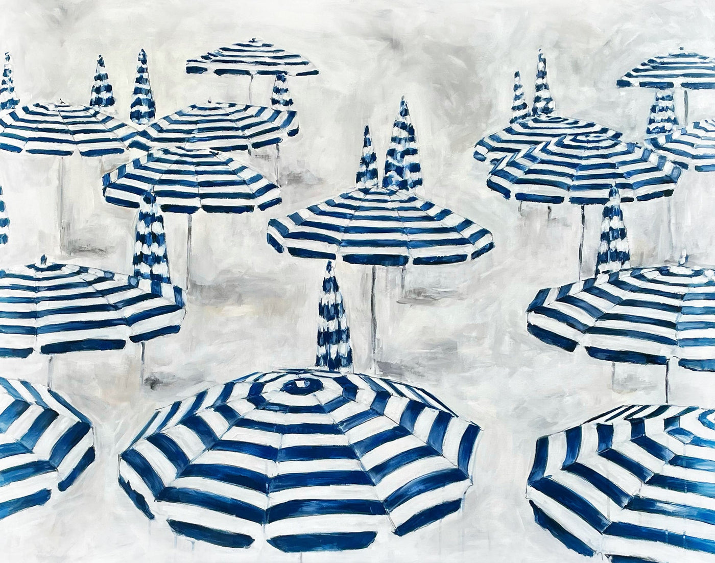 Blue umbrellas 40 x 30 Sam Malpass