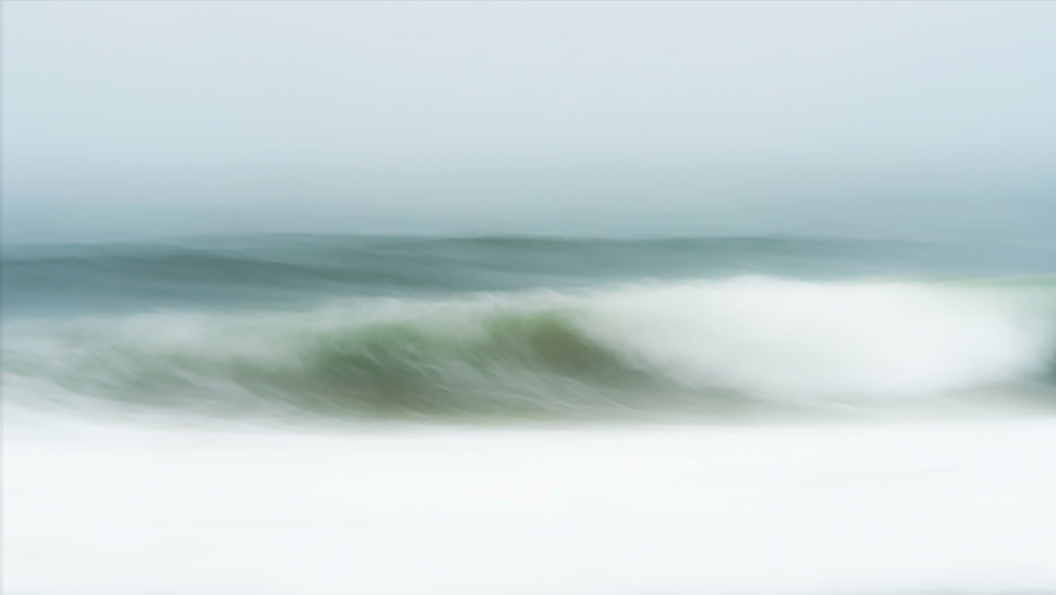 Montauk Wave 72w x 41h” Matte Finish White Float Frame