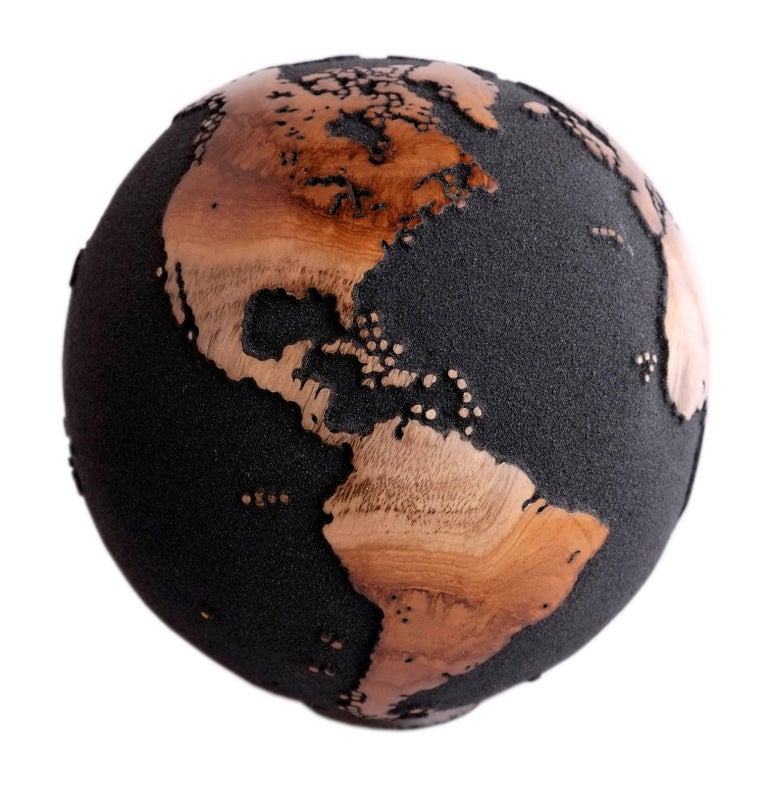 Teak Wood with Volcanic Sand Globe