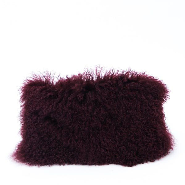 Maroon Mongolian Fur Lumbar Pillow